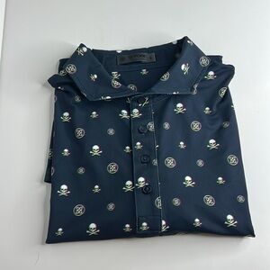 G/FORE Navy Skull Print Polo Shirt